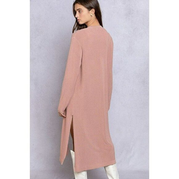 POL Plain Jane Long Basic Cardigan in Dusty Rose SMST510 - Picture 7 of 7